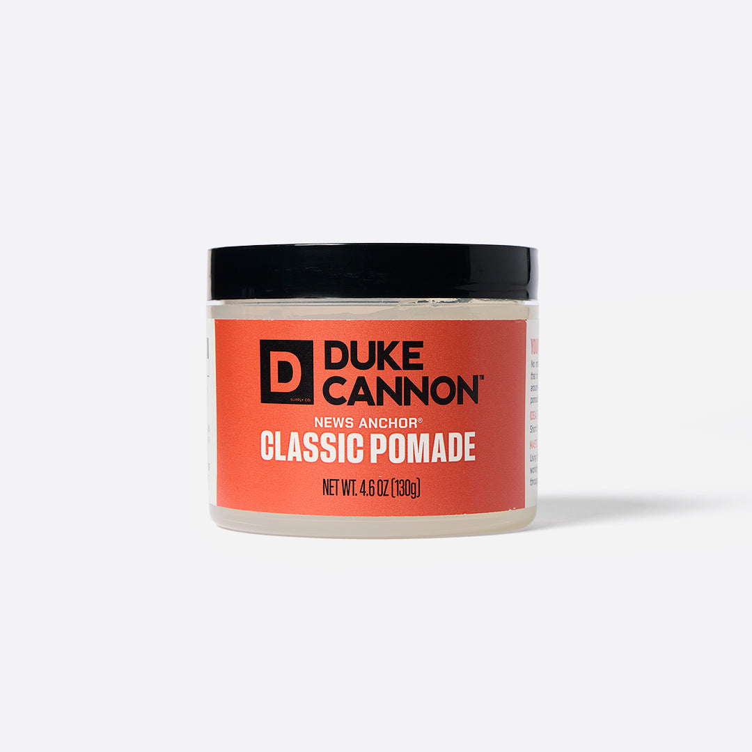 Jar of Duke Cannon News Anchor Classic Pomade on a white background.